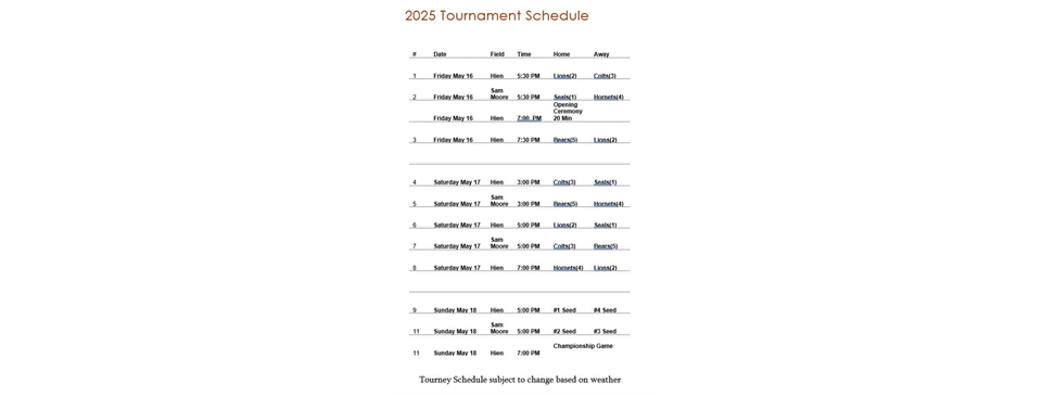 2025 Hien Tournament Schedule